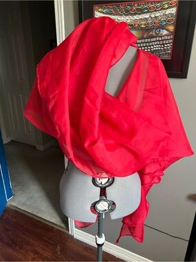 Bright Red Semicircle Belly Dance Veil